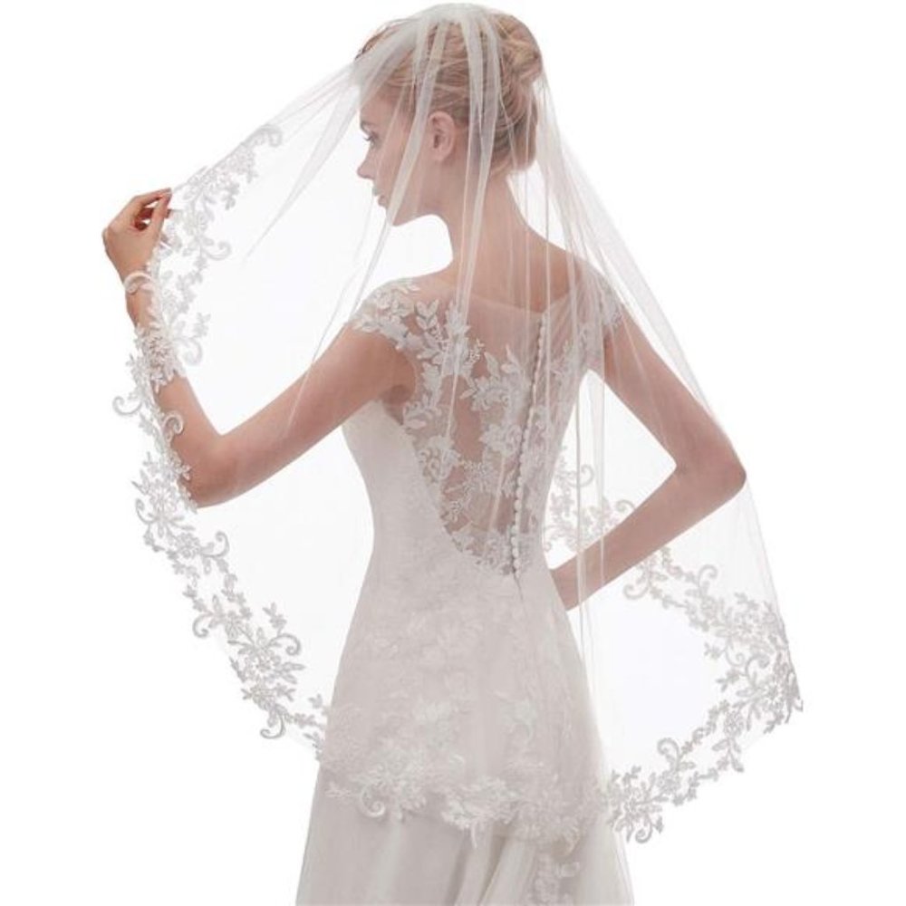 Elegant Light Ivory Lace Wedding Dress - Picture 8 of 8